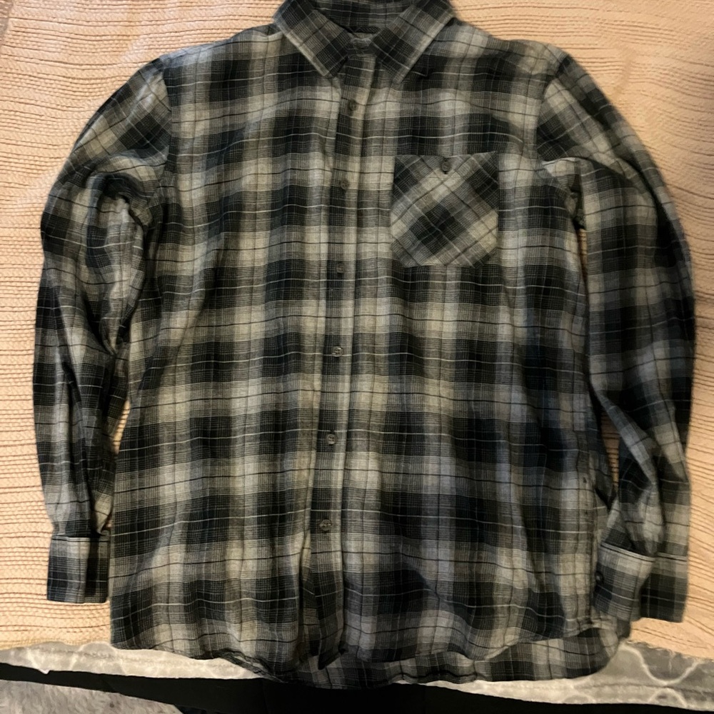 Banana Republic Black and Gray Plaid Button Down Shirt